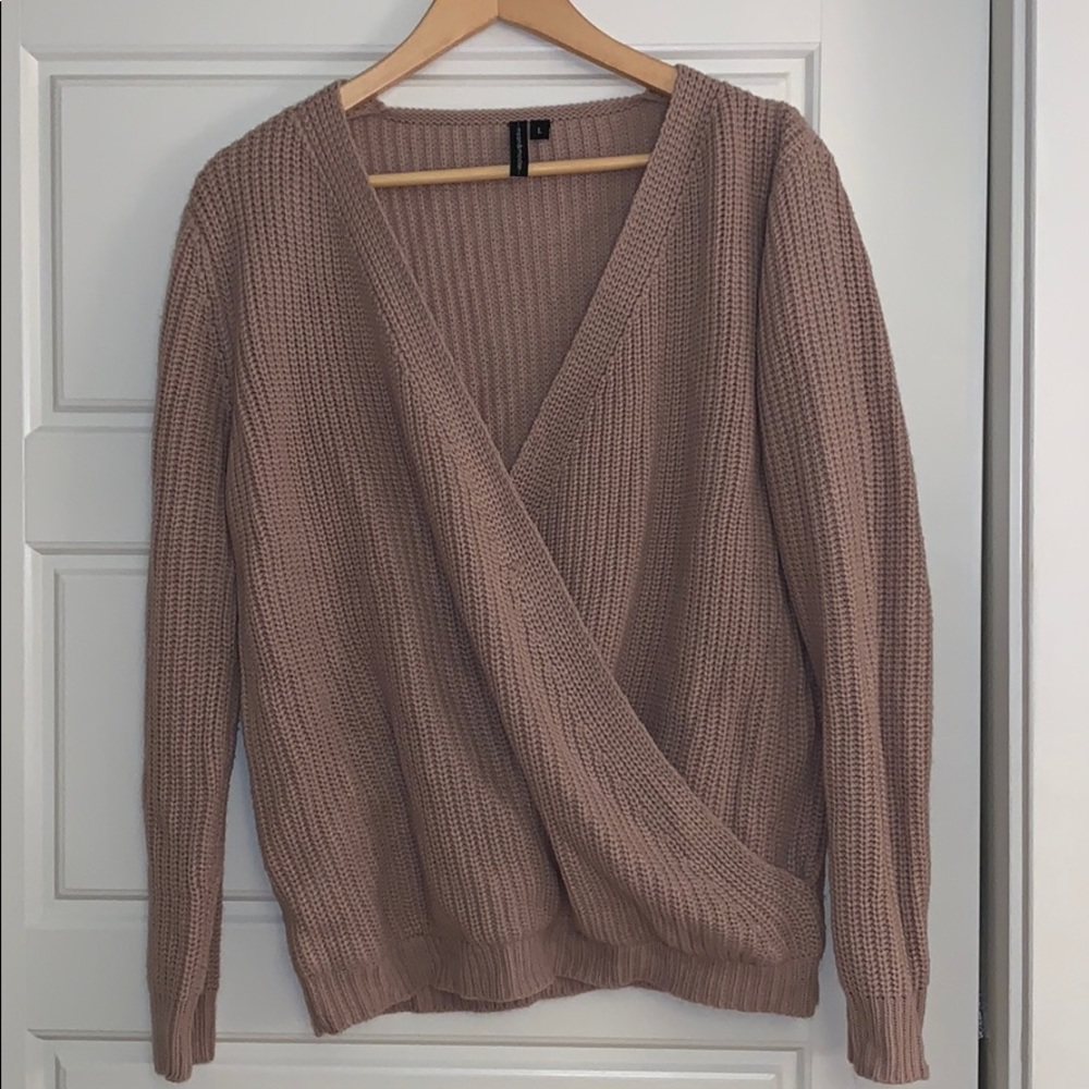 Wrap front sweater